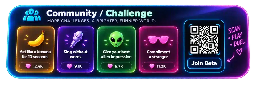 SmirkDuel community challenges and beta QR