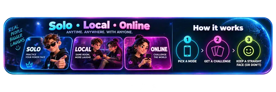 Solo, Local and Online game modes with How it works